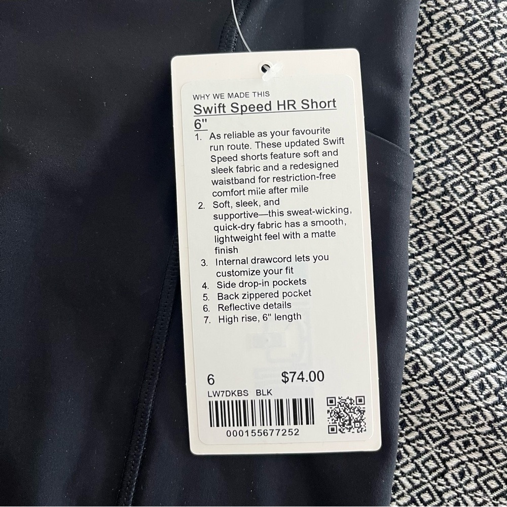 NWT Lululemon Swift Speed High-Rise Short 6" in Black - Picture 9 of 9